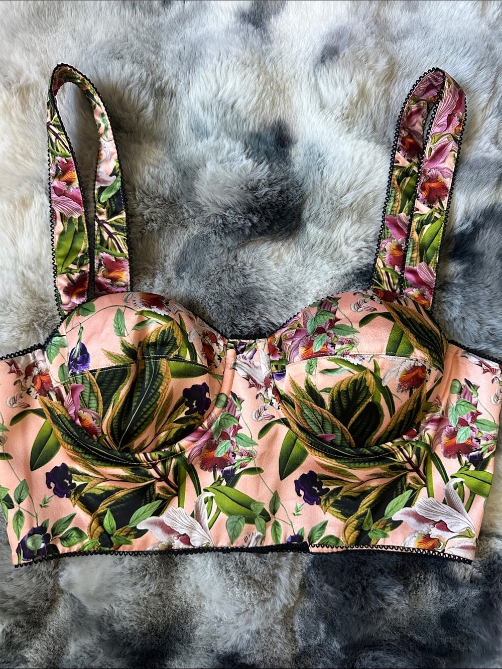 Guess by Marciano Pink Floral Bustier Crop Top